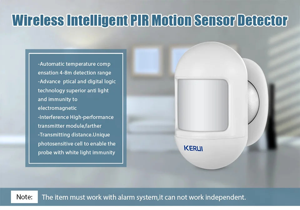 KERUI Wireless Mini Design PIR Motion Detector Passive Infrared Alarm Sensor with Magnetic Swivel Base for Home Alarm System