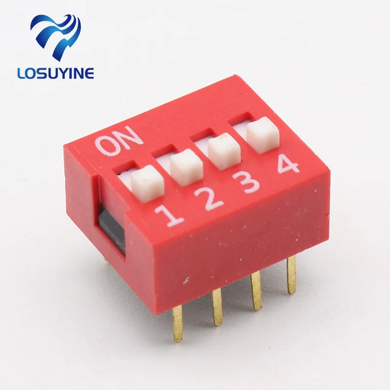 10Pcs Slide Type Switch Module 2.54mm 4-Bit 4 Position Way DIP Red Pitch