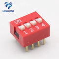 10Pcs Slide Type Switch Module 2.54mm 4-Bit 4 Position Way DIP Red Pitch