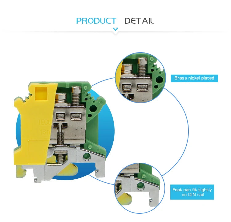 UISLKG16 Screw Installation Ground Din Rail Terminal Block, Universal Electrical Connector, Protective Earth Wire UISLKG 16