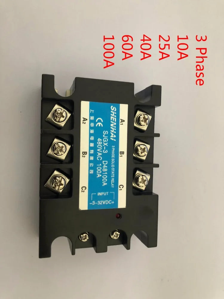 25A 40A 60A 100A SSR 3 Phase Solid State Relay SSR-100 DC to AC Solid State Relay 100A SSR Relay Three Phase SSR 100A Rele
