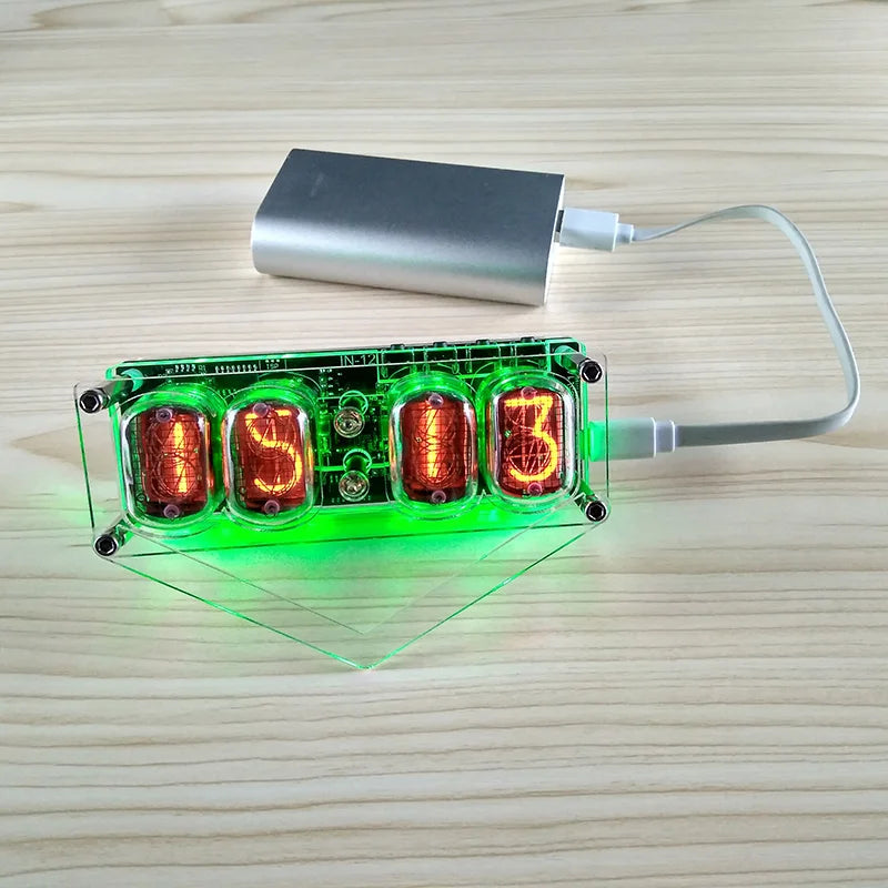 GHXAMP IN-12 Glow Tube 4-digit Clock Colorful LED Backlight DS3231 Nixie Clock IN-12B DC5V USB Electronic DIY