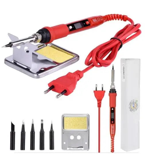 JCD 220V 80W LCD Electric Soldering Iron 908S Adjustable Temperature Soldering Iron with Quality Soldering Iron Tips and Kits