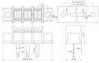 10pcs Barrier Terminal Block 45R 45RM 9.5mm Pitch IEC:750V32A,UL: 300V20A 22-12AWG,Vertical/ RA,wT W/O mounting tab optional.