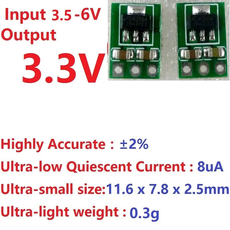 2PCS 3.3-6V to 3V 3V3 DC-DC Step-Down Power Supply Buck LDO Module Voltage Regulator Board for 18650 Li-ion AAA Dry Cell Battery