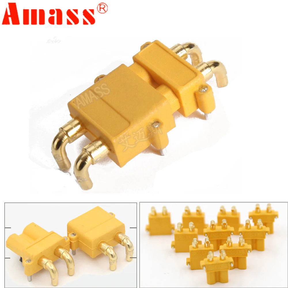 10 X Amass XT30PW ESC Motor PCB Board Plug Banana Golden XT30 Upgrade Right Angle Plug Connector for RC Mode (5 Pair )