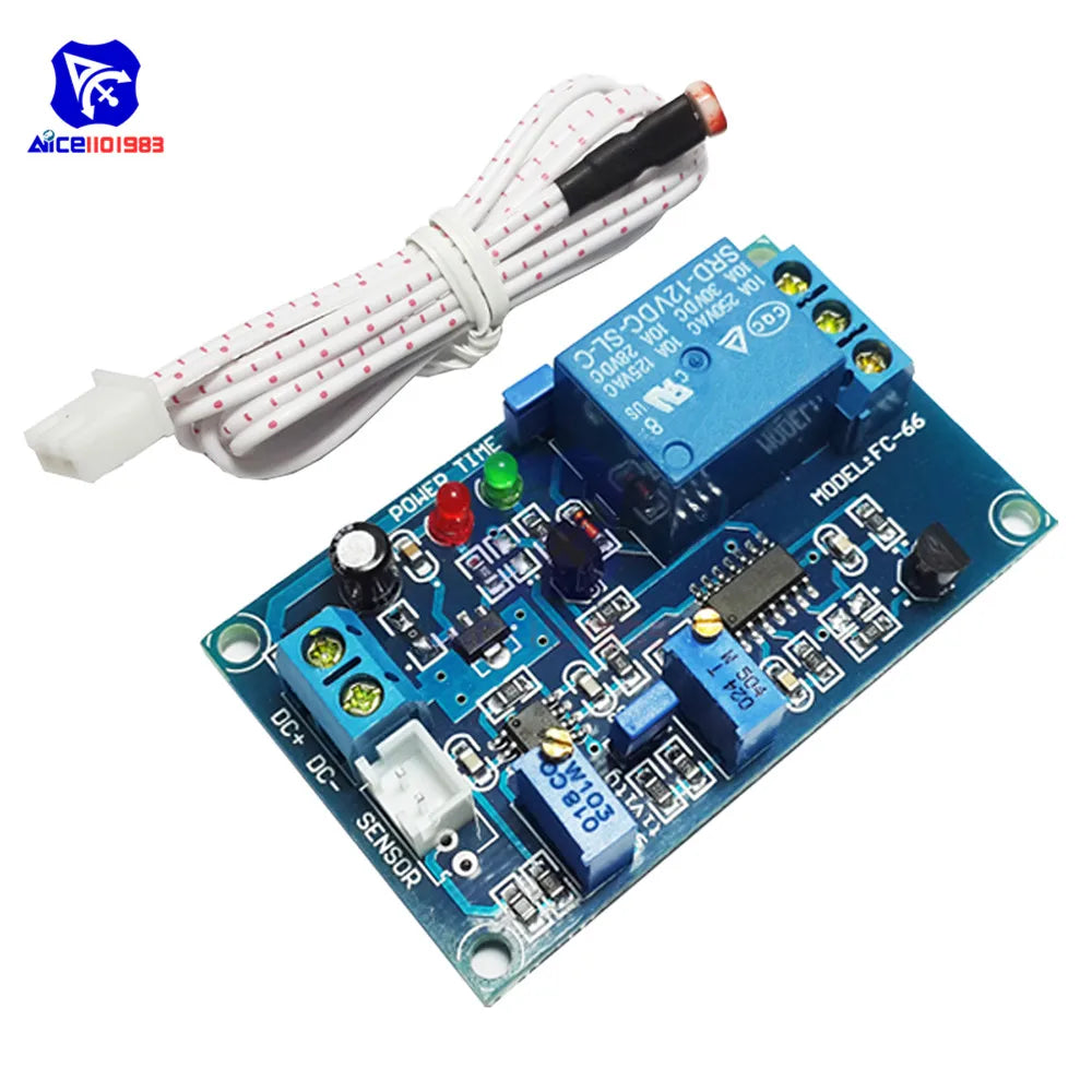DC 12V Photoresistor Relay Module Light Brightness Sensor Timer Detection Controller Switch On/Off  with Wires for Car