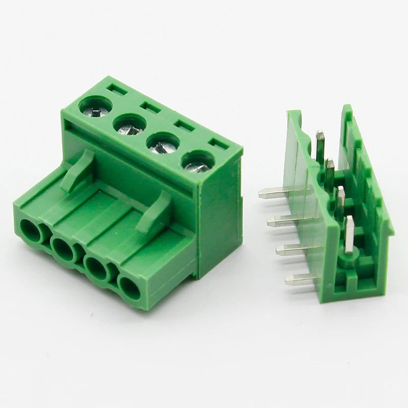 Free shipping 10 sets ht5.08 4pin Right angle Terminal plug type 300V 10A 5.08mm pitch connector pcb screw terminal block