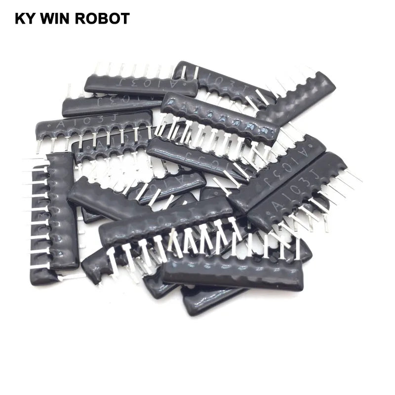 50PCS DIP Exclusion 9Pin A103J Resistor Network Array A09-103 10K Ohm A103 2.54MM Pin SIP-9