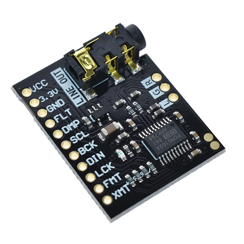 For Raspberry Pi pHAT Sound Card I2S interface PCM5102 DAC Module 24-bit Audio Board With Stereo Jack Beyond ES9023 PCM1794