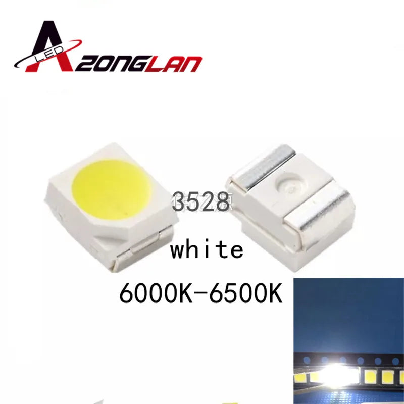 200pcs 0.2W SMD 2835 1210 LED Lamp Bead 21-25lm White SMD LED 3528 Cool white Beads LED Chip DC3.0-3.4V Sale-Seller