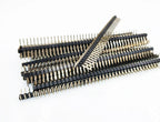100pcs 2.54mm Single Row Breakable 1X40P Right Angle R1 R2 SMT Board Spacer Gold-plate  Male PCB Pin Header Strip Connector