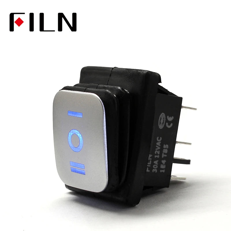 on off on KCD4 IP67 Waterproof Sealed Rocker Switch 3 Way 6 Pins Heavy Duty DPDT Switch Momentary on 30A 250v 12V 220V with Lamp