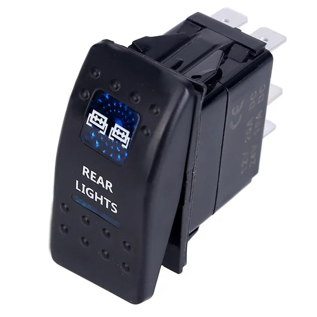 5pin Car Switch Boat Truck Light Toggle Switch Waterproof 24V Bar Style Blue Toggle Rocker Reverse Rear Light Switch 12V