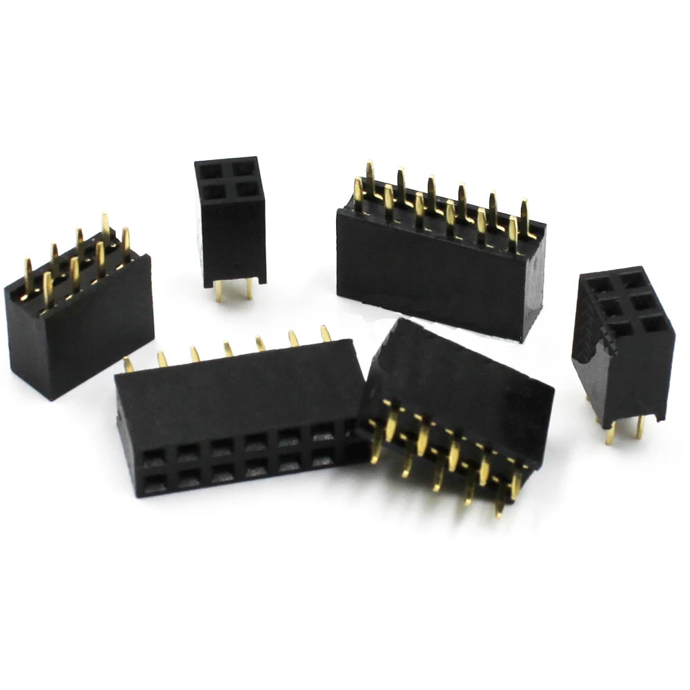 10Pcs 2.54mm Straight Dual 2X2/3/4/5/6/7/8/9/10/11/12/18/20/24/25/30/40P PH8.5mm Double Row Gold Rohs PCB Female Header Socket
