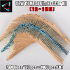 1/2W 1% 73valuesX20pcs=1460pcs 1R~1M Ohm Pack 0.5W Metal Film Resistor Kit SET