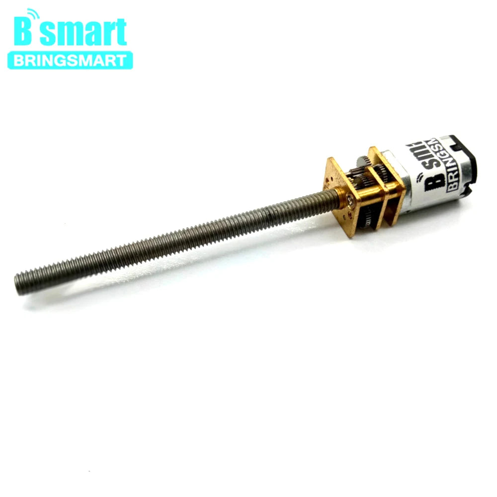 Bringsmart Threaded Shaft M4 55mm DC Gear Motor 15/50/60/100/200/300/500rpm Mini Electric Screw Reducer Customized N20 3V 6V 12V