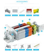 5Pcs ST 16-PE 16mm² Ground Connector Din Rai Terminal Blockl Spring-Cage Connection 16mm Earth Wire ST16-PE