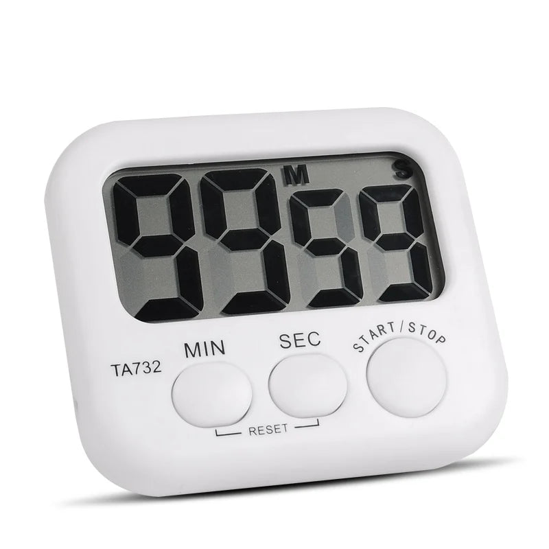 White Mini Electronic Large LCD Digital Kitchen Timer Clock Countdown Count Time Loud Alarm Home Oven Cooking Tools Accessories