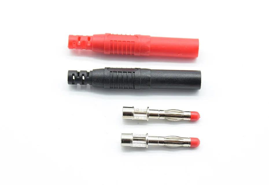 2 Pcs Straight Insulated Safety 4mm Male Banana Plug Wire Solder DIY Connectors Instrument test plug high current voltage gauge