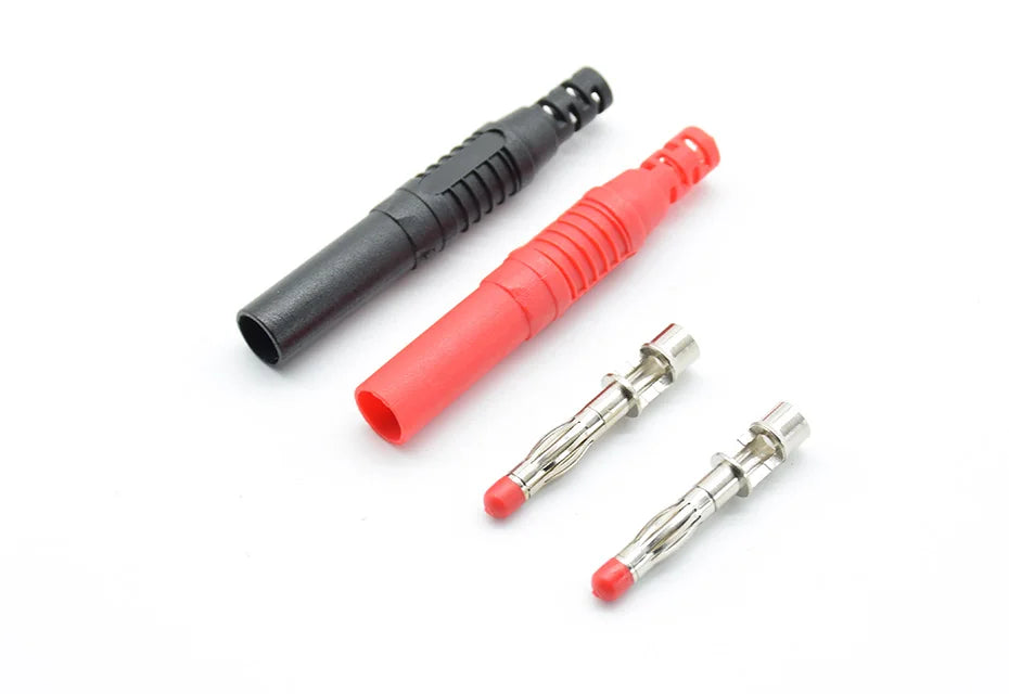 2 Pcs Straight Insulated Safety 4mm Male Banana Plug Wire Solder DIY Connectors Instrument test plug high current voltage gauge