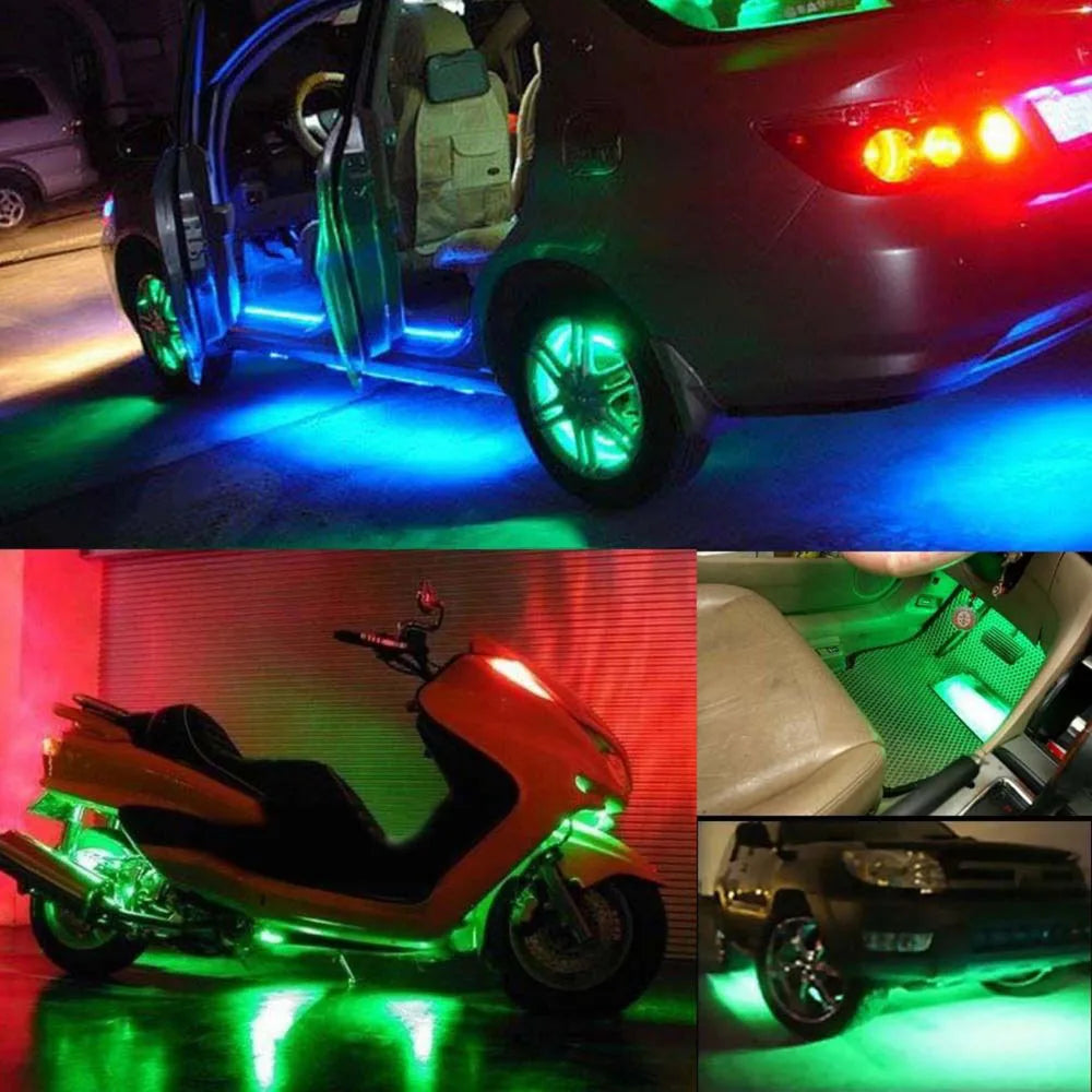 2 PCS LED Strip SMD3528 Waterproof Flexible 30CM Red Green Blue White Warm White Super Bright Car Styling Decor Stickers Lamp