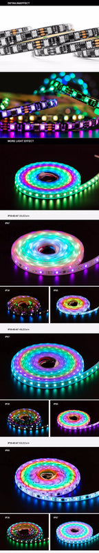 WS2811 RGB Led Strip Light 5050 SMD Addressable 30 48 60 96 144 LEDs External 1 IC Control 3 Leds Bright Normal Led Lights DC12V