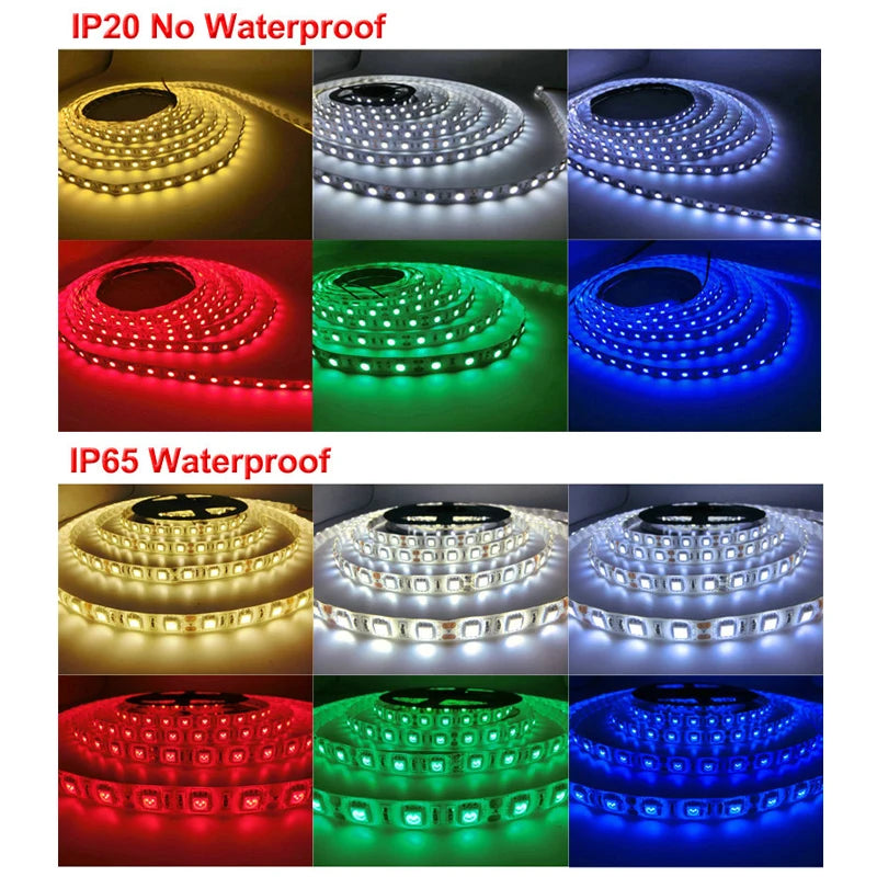 LED Strip Light 12V 5M 300 Leds SMD 3528 2835 Diode Tape RGB&Single Colors High Quality Led Ribbon Flexible Free Shipping