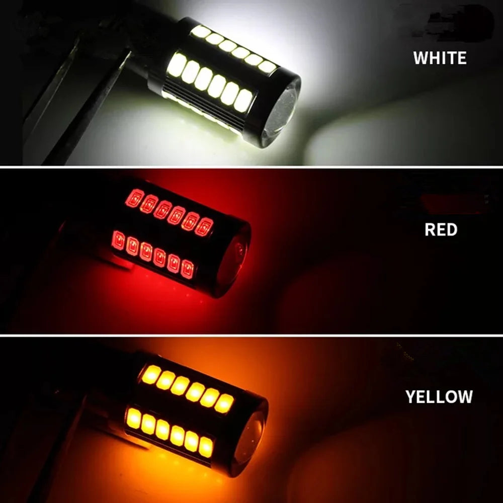 1PCS T20 7440 W21W WY21W led White Auto Reverse Lamps Car Yellow 33 smd 5730 5630 LED Amber Turn Signal Bulb Red Brake light 12V