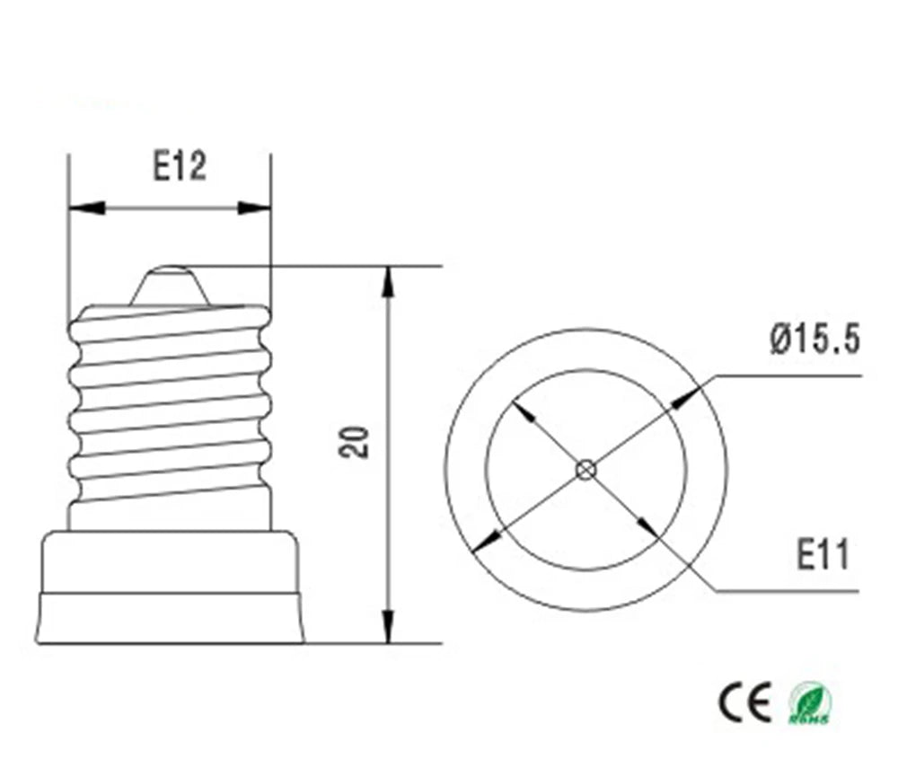 8pcs E12 to E11 Adapter E-Simpo PBT Copper E12 Mini Chandelier Lamp Base to Mini E11 Bulb Lamp Holder Converter