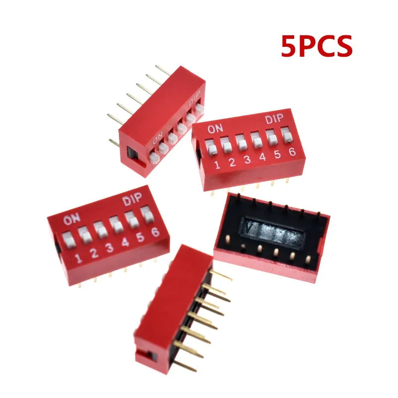 Dip Switch Kit In Box 1 2 3 4 5 6 7 8 10 Way 2.54mm Toggle Switch Red Snap Switches Mixed Kit Each 5PCS Combination Set