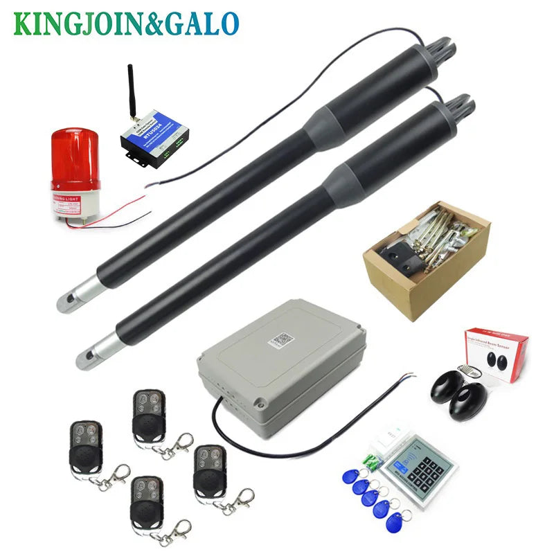 200kg-300kg Swing Gate Linear Actuator Motors Kit with Push Button Photocell Alarm Lamp (GSM Module Keypad Optional)