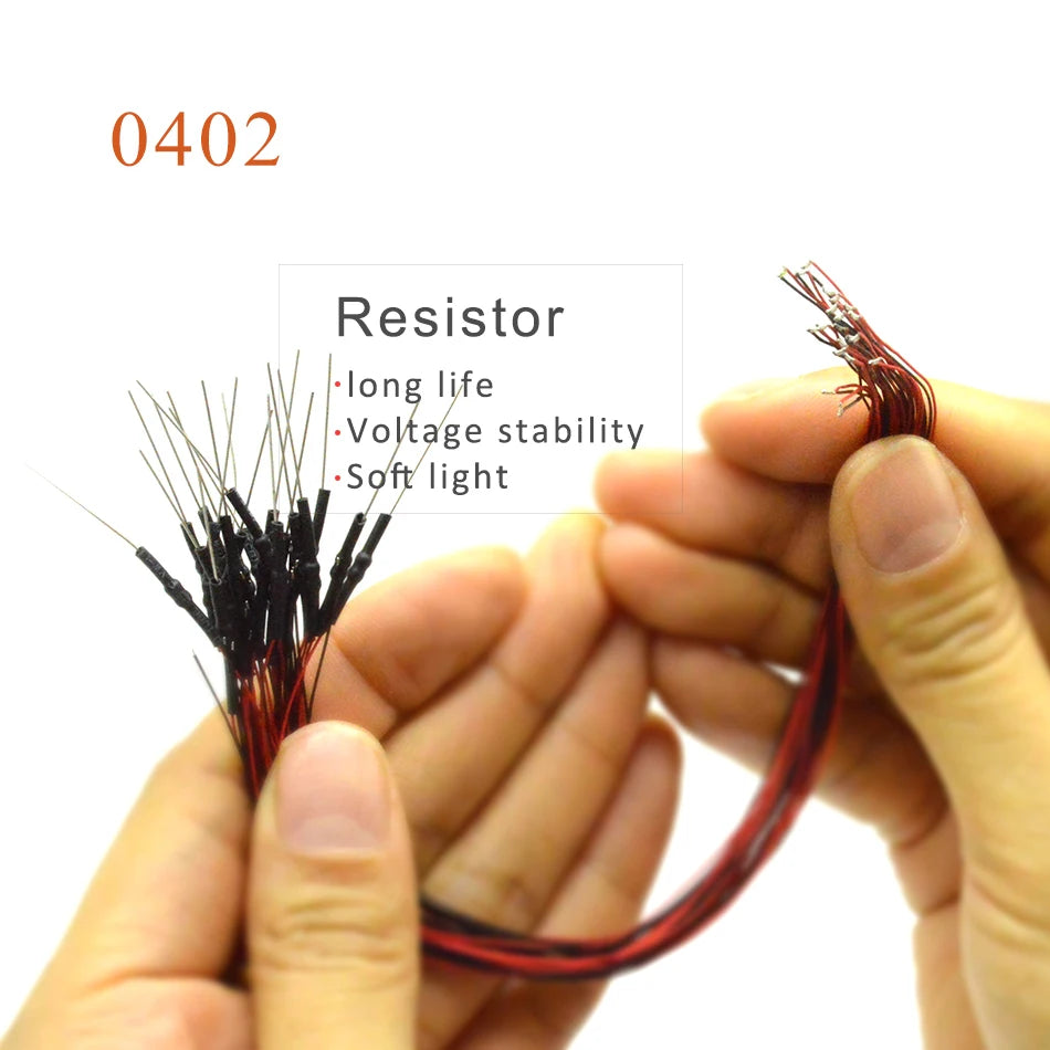 5pcs 0402 Microm SMD Led 12V Model Train HO N OO Scale Pre-soldered Micro Litz Wired LED Leads Wires 20cm DIY Model Making