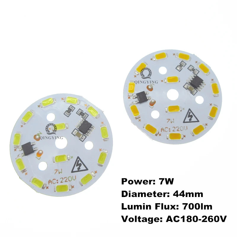 10pcs AC 220V LED PCB SMD5730 3W 5W 7W 10W 12W 15W 18W 24W Integrated IC Driver White/Warm White Light Source for LED Bulb