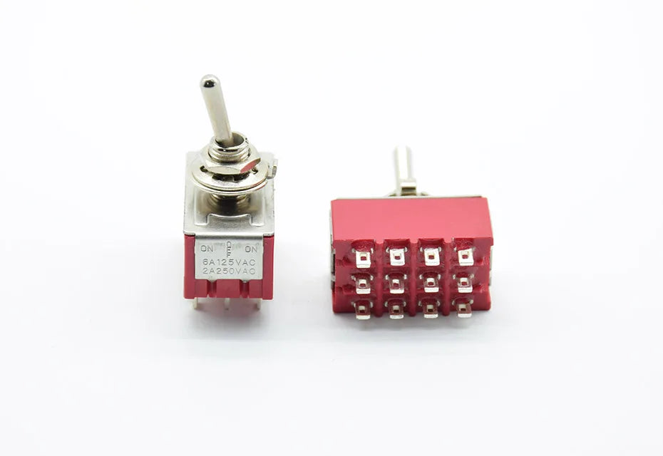 1 PC NEW Red 12 Pins ON-OFF-ON/ON ON 3/2 Position Mini Toggle Switch AC 6A/125V 2A/250V With Solder Terminal waterproof