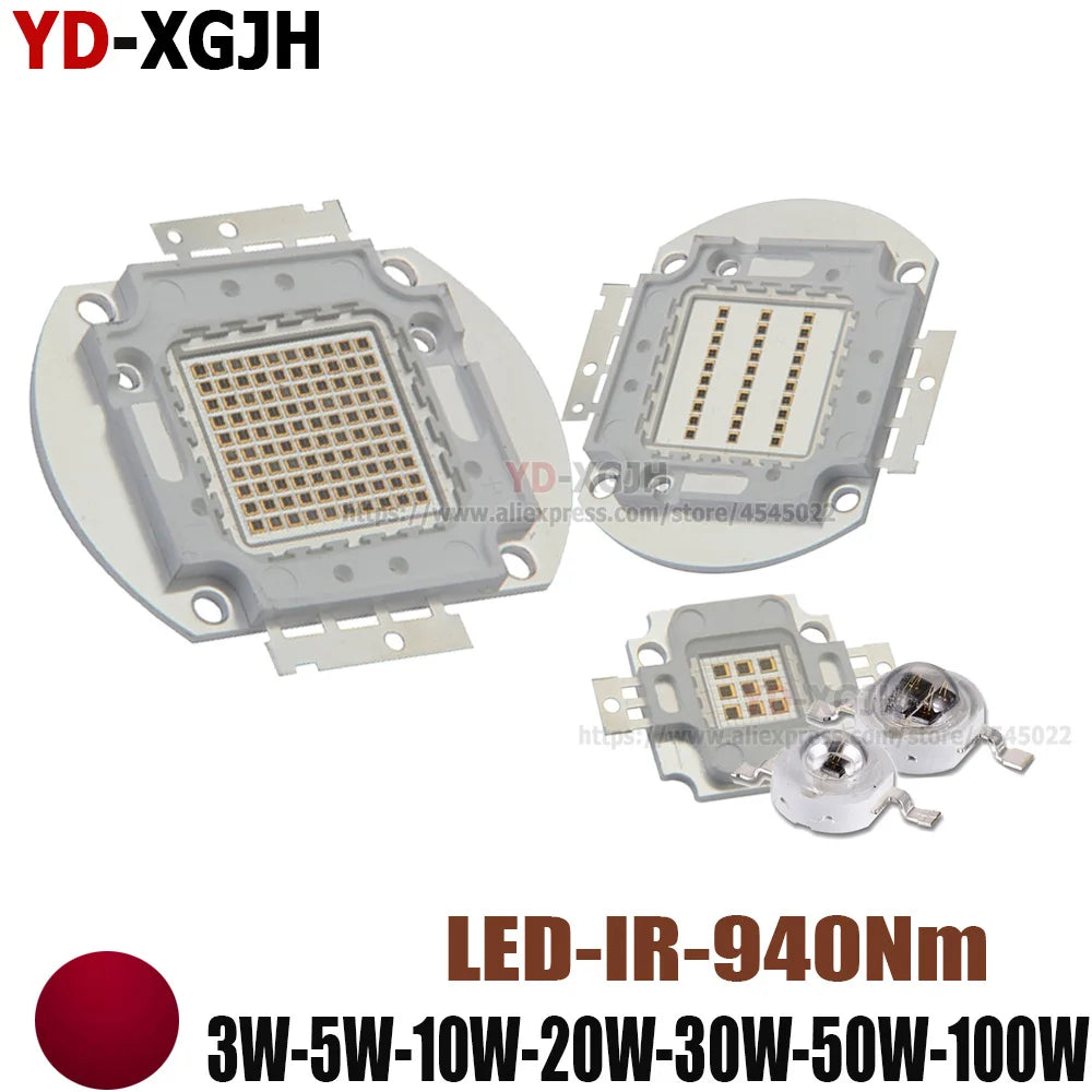 High Power LED Chip Infrared Emitter Lamp Light Bead for COB VR AR Virtual Reality DIY Flashlight 940nm 850nm 730nm 3-100W