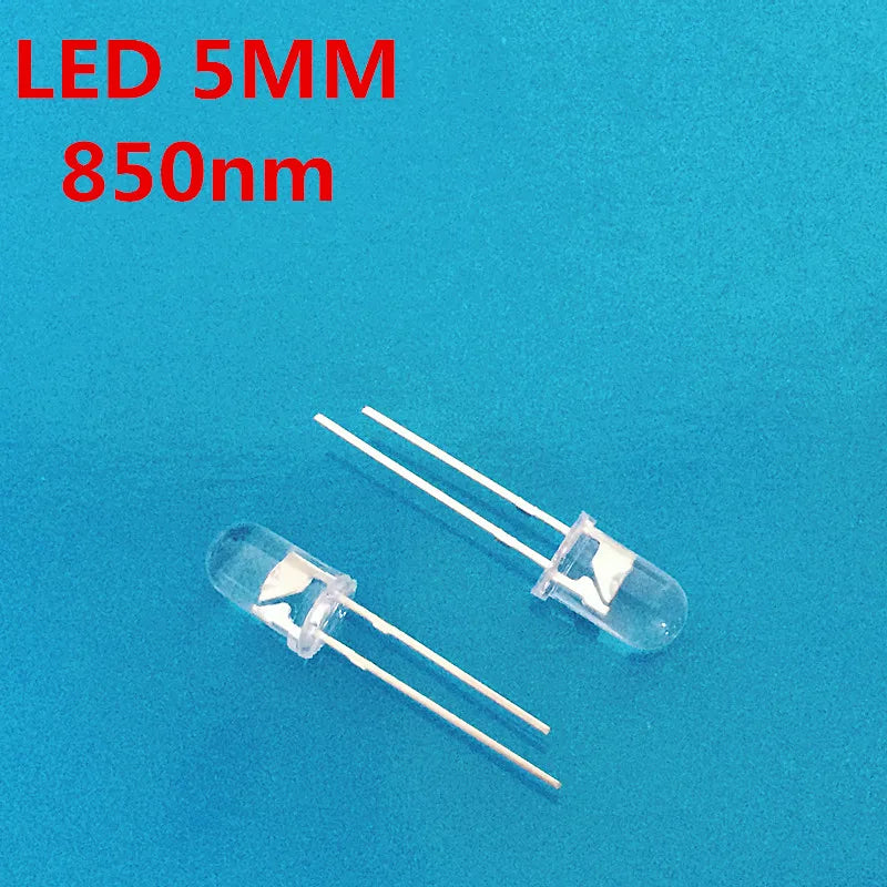 100pcs 5mm IR LED 850nm Clear Lens Infrared Diode 20mA Transparent 5 Mm Through Hole Light Emitting Diode 850 Nm LED Lamp