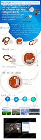 BH1750 BH1750FVI Chip Light Intensity Light Module 3.3V-5V Light Ball for Arduino