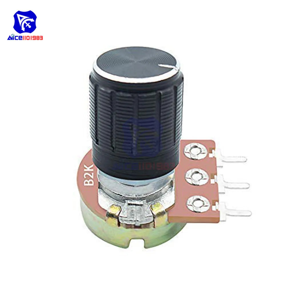WH148 1K 2K 5K 10K 20K 50K 100K 250K 500K 1M Ω 3Pin Knurled Shaft Linear Taper Rotary Potentiometer Resistor w/Knob for Audrino