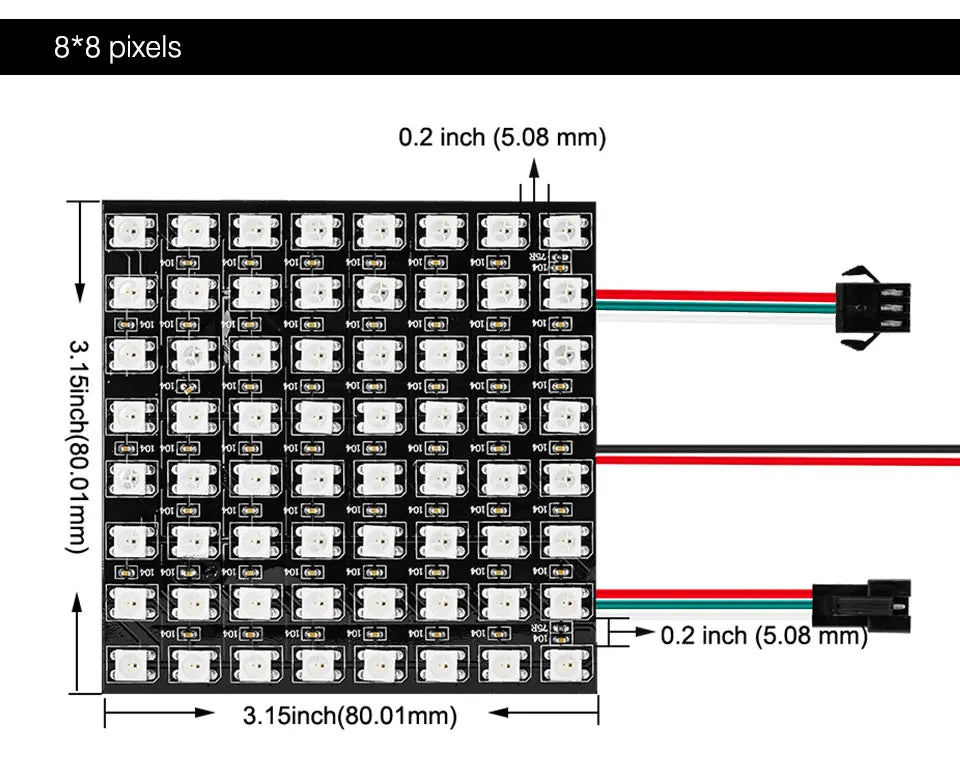 WS2812B RGB LED Panel Screen 8x8 16x16 8x32 256 Pixels Digital Flexible Programmed Individually Addressable Full Color DC5V
