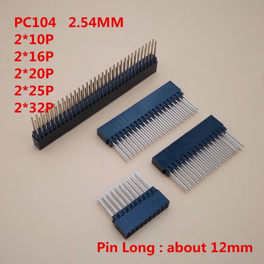 5 Pcs/Lot Female Header PC104 2.54mm Pitch 2*10P/16P/20P/25P/32Pin Double Row Female Pin Header Pin Long About 12mm