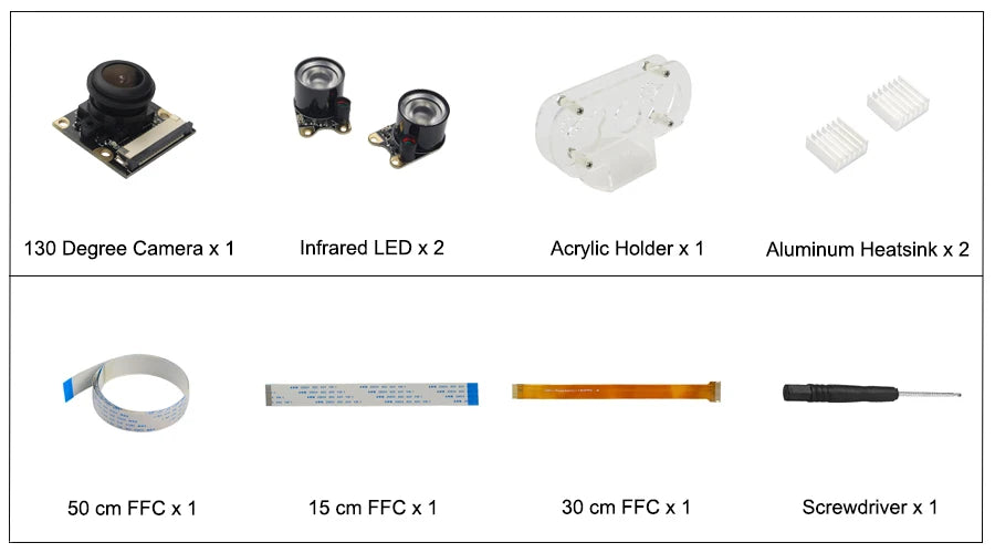 Raspberry Pi 5MP Camera Night Vision Camera 60 130 Degree OV5647 Camera + 50cm FFC for Raspberry Pi 5 / 4B / 3B+ / 3B / Zero