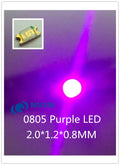 200pcs SMD 0805 (2012) Purple UV Surface Mount LED Chips 20mA DC 3V Ultraviolet 395nm - 400nm LED Light Emitting Diode Lamp