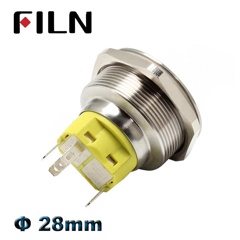 28mm 12v 24v led red green Metal Push Button Switch power mark locking Latching Self-reset Momentary switch spdt 1NO 1NC 2no2nc