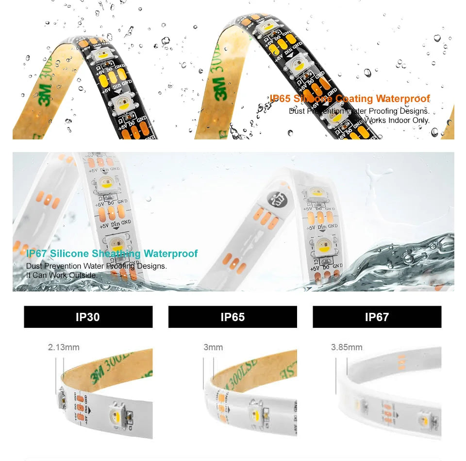 5V SK6812 RGBW Led Strip Light 4 in 1 Similar WS2812B 1m 4m 5m 30 60 144 LEDs Individual Addressable RGBWW Led Lights IP30 65 67
