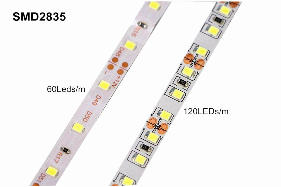 5M/Pack SMD 2835 / 3528 60Leds/m 120Leds/m DC 12V 300LEDs 600LEDs IP20 / IP65 Waterproof White / Warm White LED Strip Light