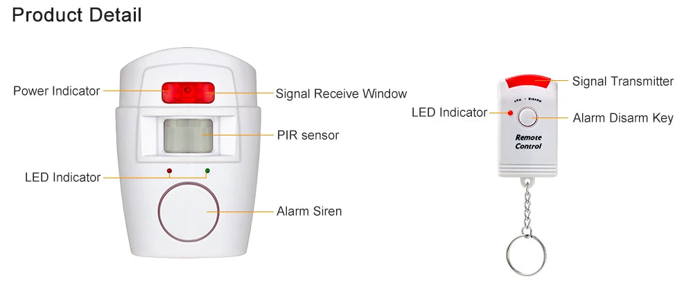 Home Smart Wireless Home Security PIR Alert Infrared Sensor Alarm System Anti-theft Motion Detector Alarm 105DB Siren