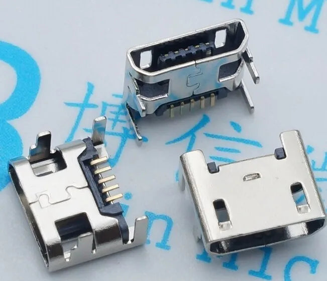 50pcs Micro USB Connector 5pin Seat Jack Micro USB DIP4 Legs Four Legs Inserting Plate Seat Mini USB Connector For Mobile Phone