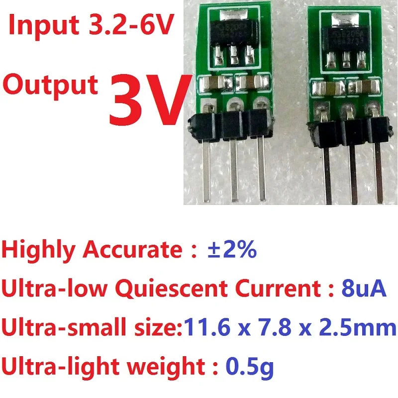 2PCS 3.3-6V to 3V DC-DC Step-Down Power Supply Buck LDO Module Voltage Regulator Board for 18650 Li-ion AAA Dry Cell Batteries