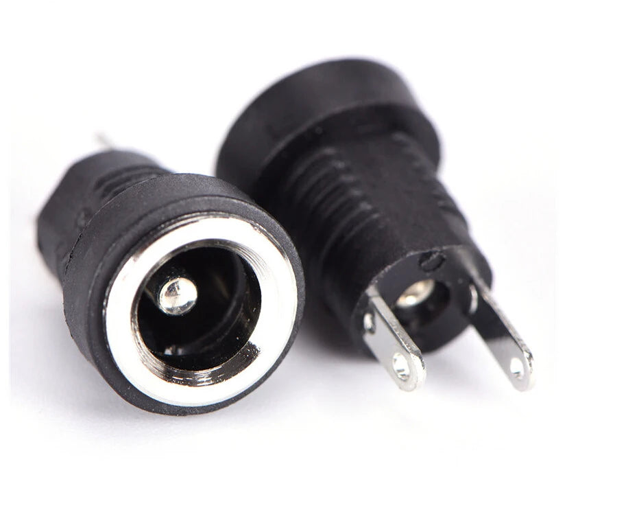 5/10Pcs 5A 30V DC Power Supply Jack Socket Female Panel Mount Connector 5.5 2.1mm Plug Adapter 2 Terminal Types 5.5x2.1 DC-022B